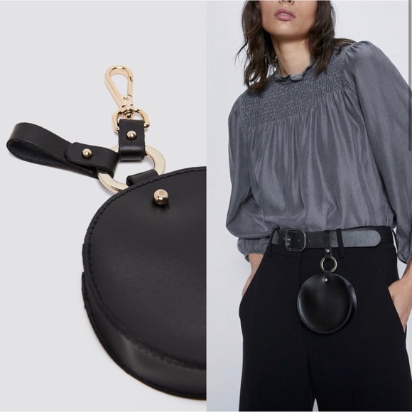 Zara Black Leather Multi-Position Coin Purse - NWT - Picture 6 of 7